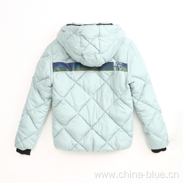 Girl's puffy quilting reflective winter jacket